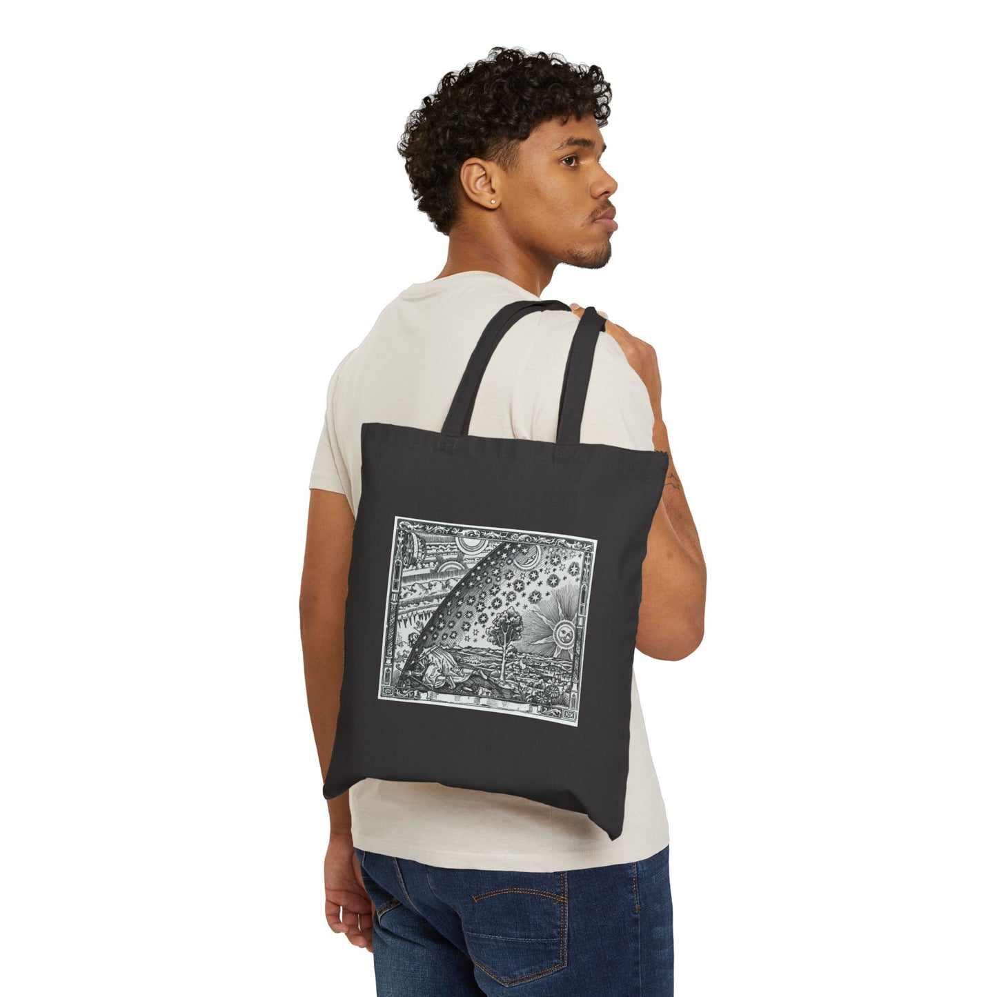 BLACK-Cotton Canvas Tote Bag - Firmament bag Ps. 19:1