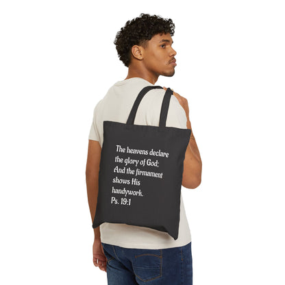 BLACK-Cotton Canvas Tote Bag - Firmament bag Ps. 19:1