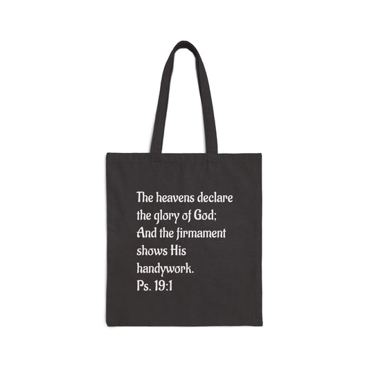 BLACK-Cotton Canvas Tote Bag - Firmament bag Ps. 19:1